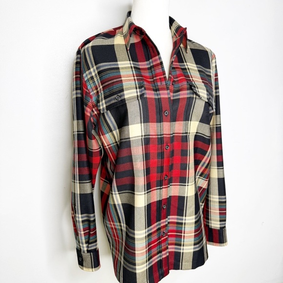 Ralph Lauren LRL Women’s Wool Shirt Plaid Long Sleeve Button Front Size Small - Picture 7 of 7